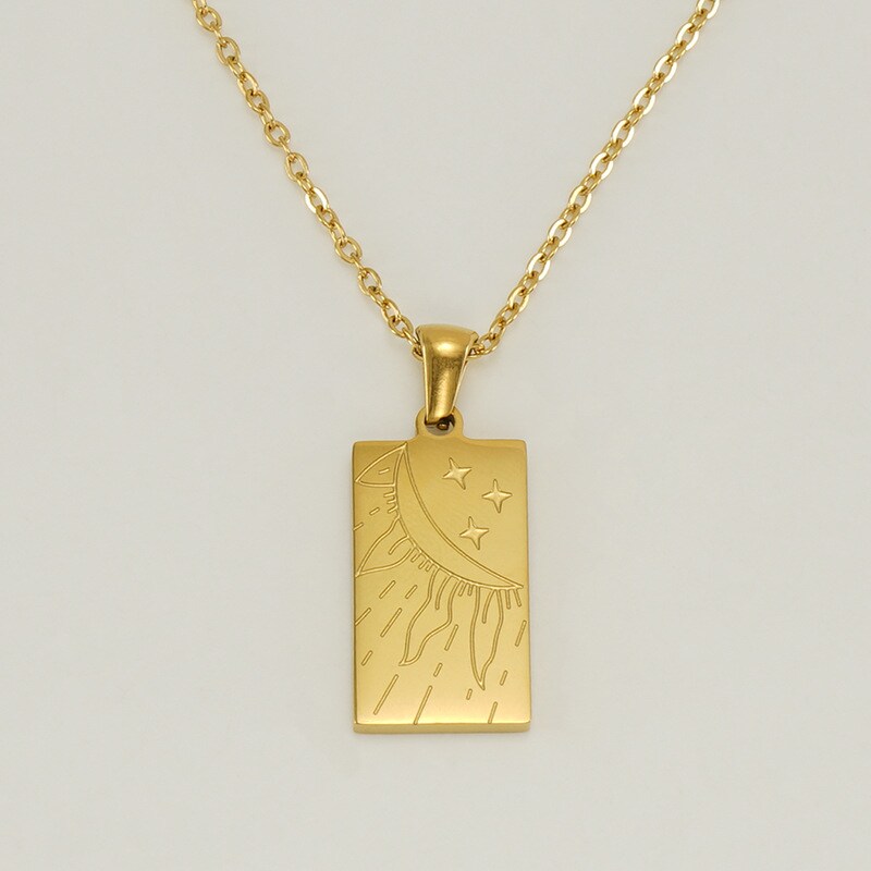 Gold color / 1 Piece Classic Series Retro Sun Stainless Steel 18K Gold Plated Unisex Pendant Necklaces Picture5